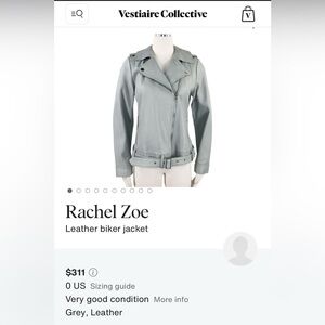 Rachel Zoe Leather Moto Biker Zip Jacket Heather Gray Size XS